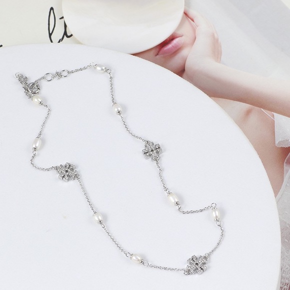 Tory Burch Silver Kira Pearl-Chain Necklace - Picture 2 of 8